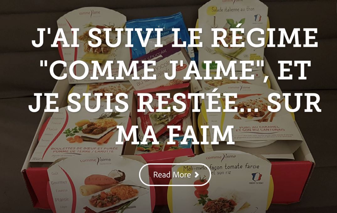 Durant deux mois, une journaliste du groupe Ebra - qui rassemble neuf journaux quotidiens de l’Est de la France - s’est glissée dans la peau d’une cliente pour suivre le programme « Comme J’aime ». Patiemment, Charlotte Overney a exploré ce concept largement soutenu par la publicité et basé sur la livraison de menus à domicile. Un travail d’investigation remarquable qui plonge les lecteurs au cœur d’un processus alimentaire contraignant, coûteux, et dont les résultats laissent très sceptiques. À lire absolument.
